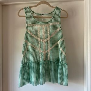 Green and white top